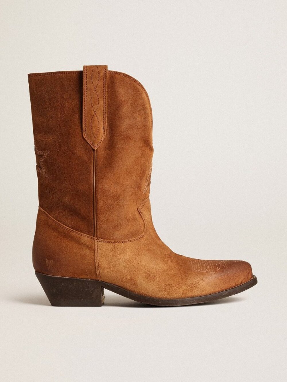 NEW Golden Goose Low Wish Star Boots Cognac Suede